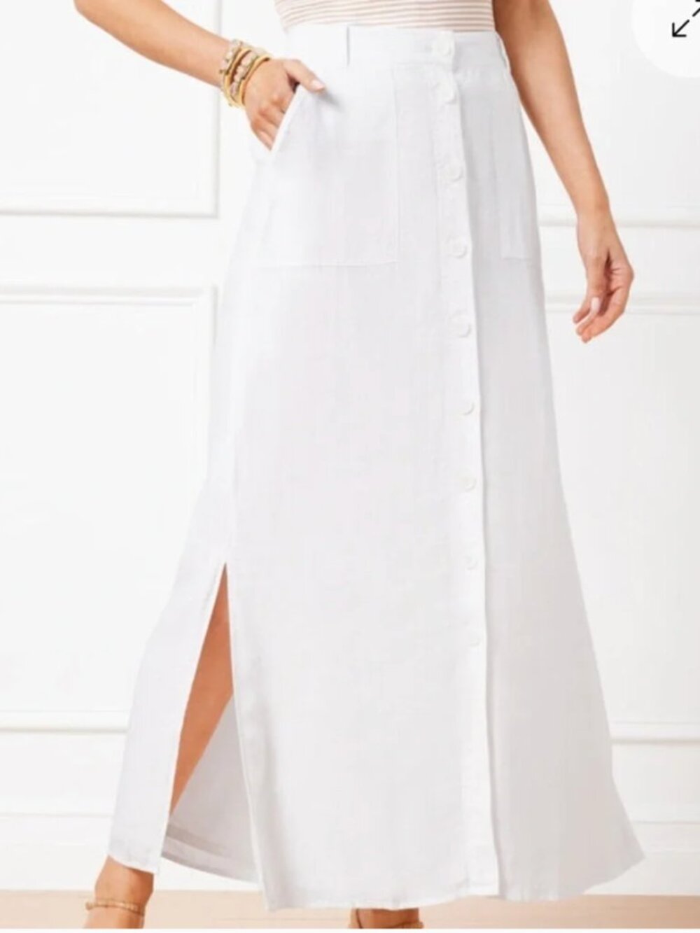 White Talbots Linen Button Skirt